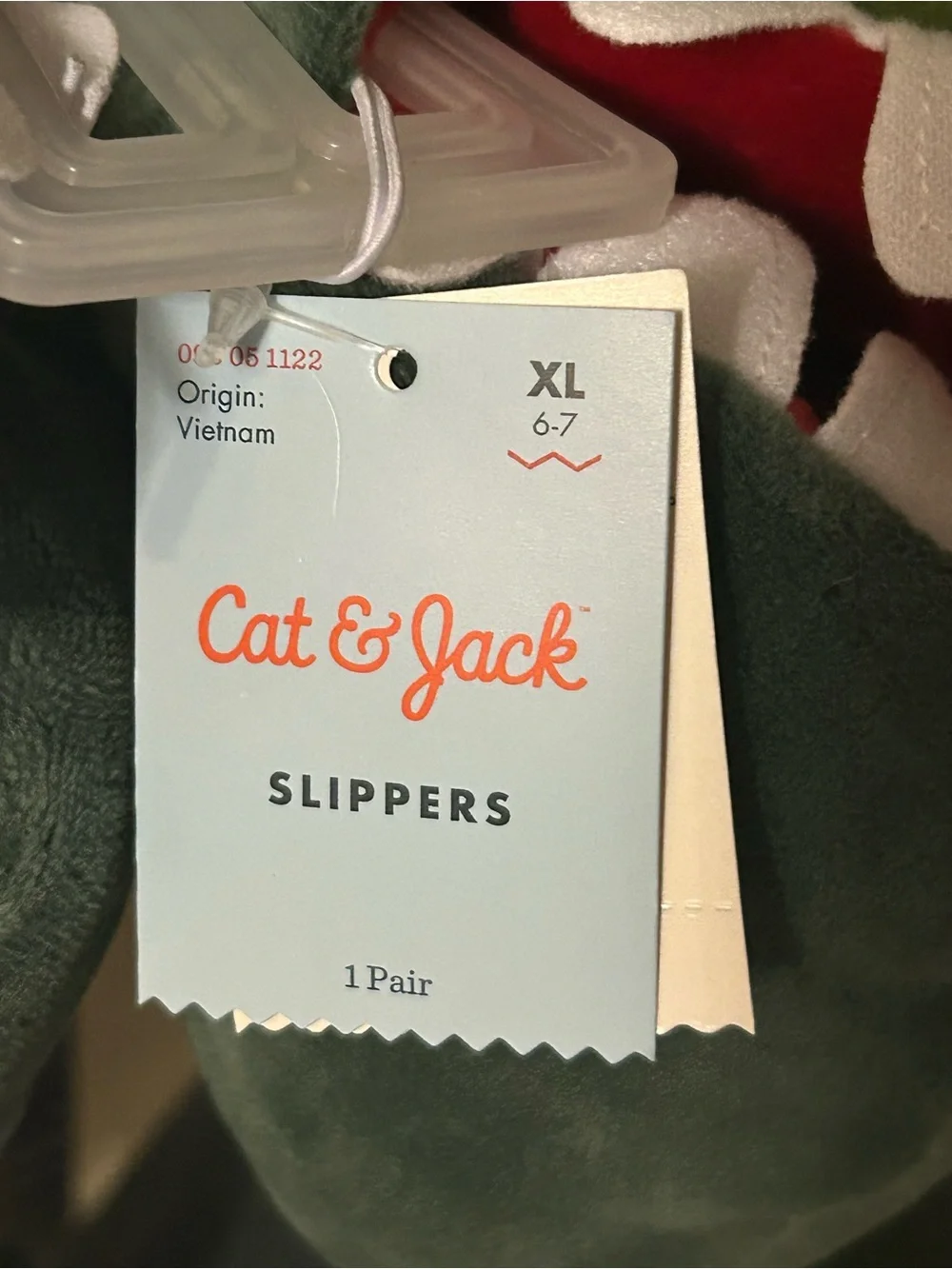 Cat & Jack Green Plush Dinosaur Slippers